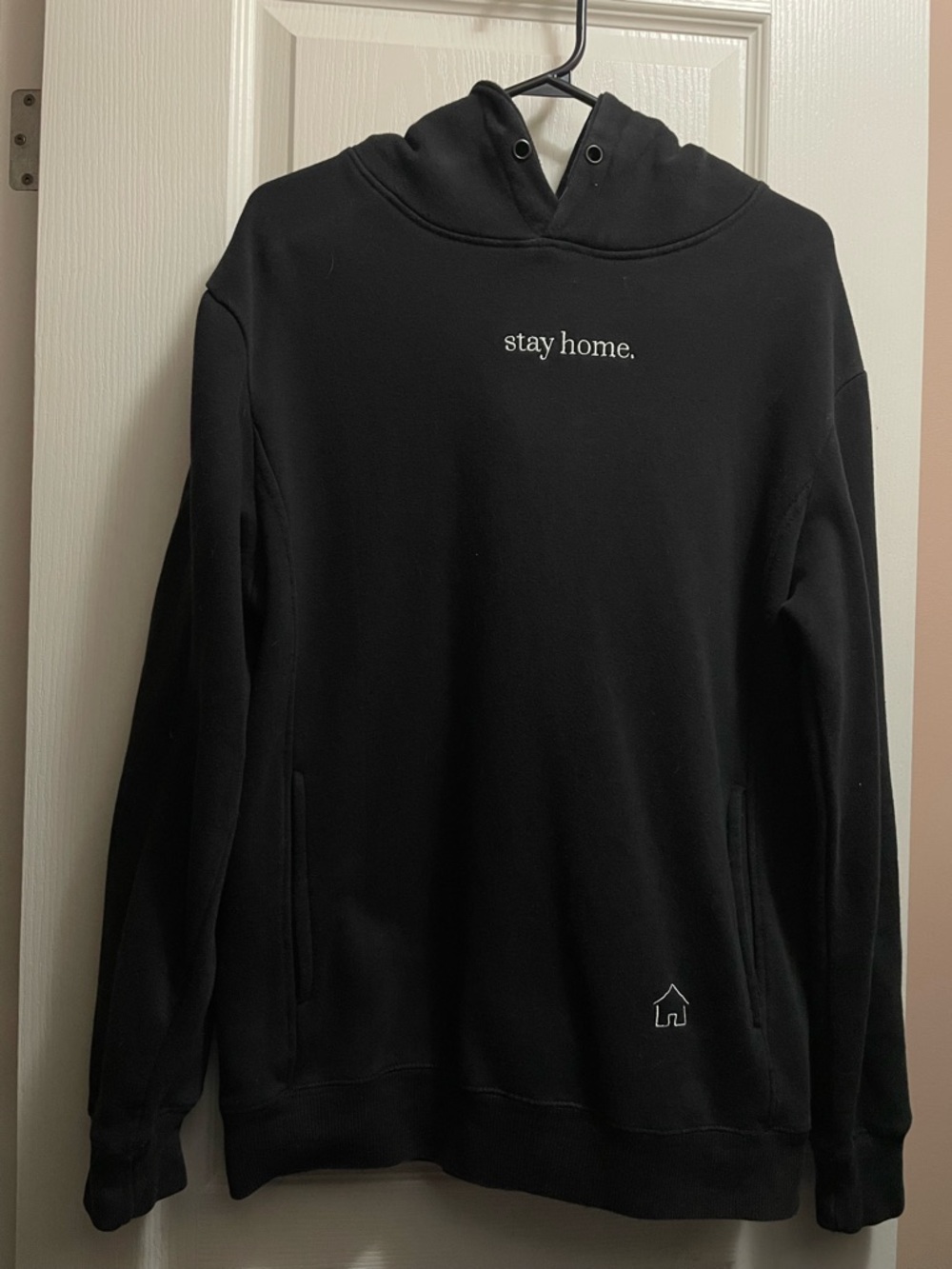 Black "stay home." Graphic Hoodie